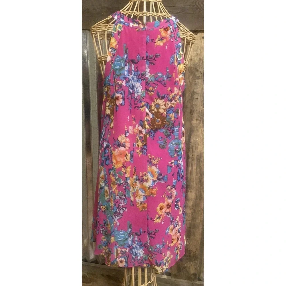 BETSEY Johnson Women's Small Dress Sleeveless Pink Floral Flare Fairy Travel - Picture 2 of 16